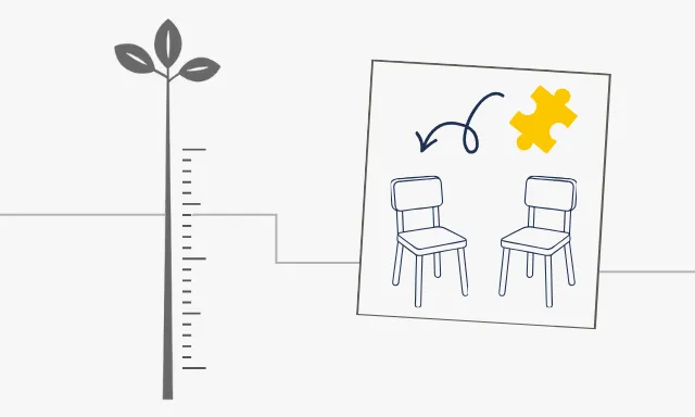 ستة رموز ملوّنة تمثل أنماط الشخصية في اختبار هولاند للميول المهنية (RIASEC)