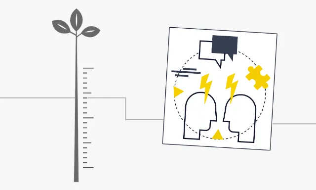رسم توضيحي لزوجين بأسلوب رقمي مسطح، يقفان جنبًا إلى جنب ويبتسمان، مع رمز التحقق الأزرق في الخلفية، على خلفية بيج فاتحة